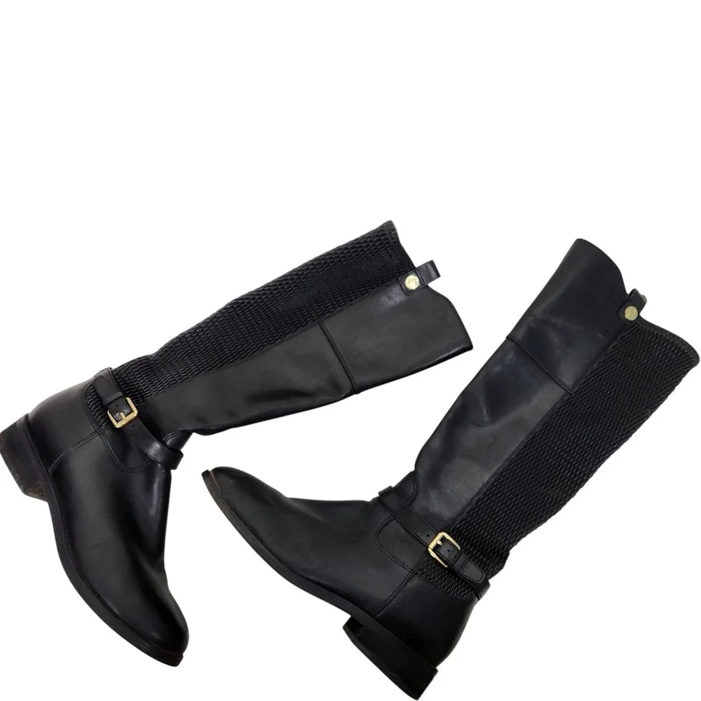COLE‎ HAAN Boots Womens 8B Clove Riding Knee High Leather Gold Buckle Classic